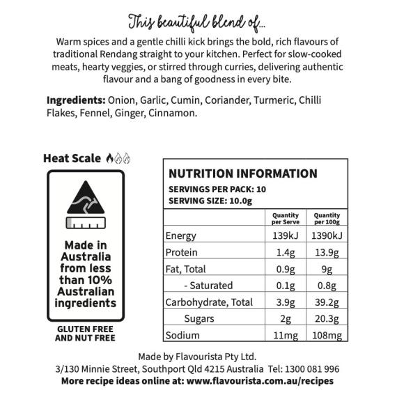 Back of Package of Bang Bang Rendang Spice Blend