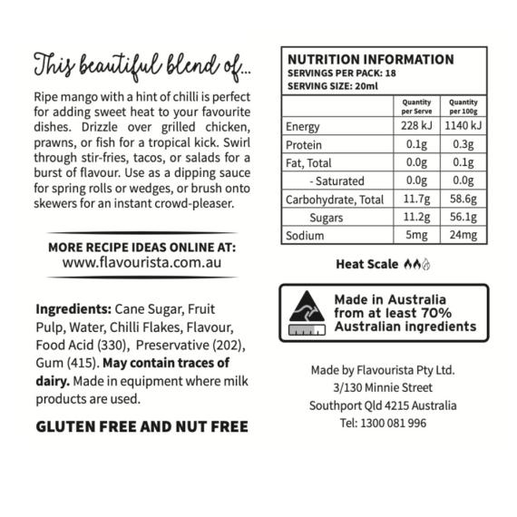 Back of Package of Chilli Mango Sauce