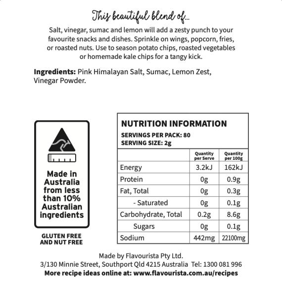 Back of Package of Salt & Vinegar