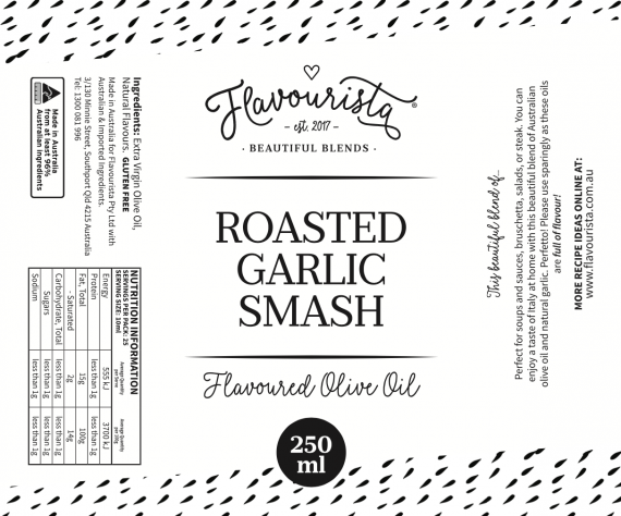 Back of Package of Roasted Garlic Smash