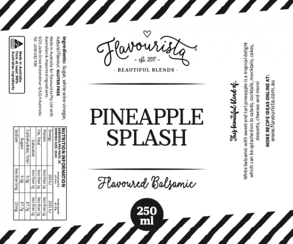 Back of Package of Pineapple Splash