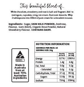 Back of Package of Strawberry & Rose